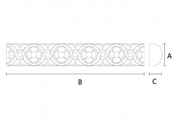 Декоративный погонаж из дерева K-082 представитель византийского стиля  Специфичный на первый взгляд узор «цветочного канатика» прекрасно сочетается с элементами русского и классического стилей