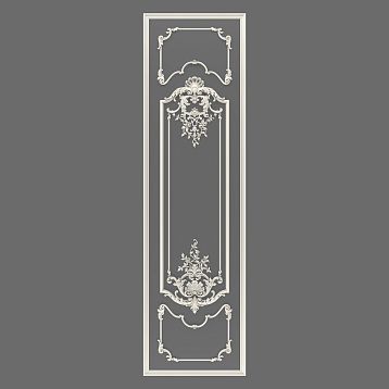 Комплект лепного декора CPU-5-5 Версаль — вертикальное стеновое панно с рамкой из молдингов и барочным картушем