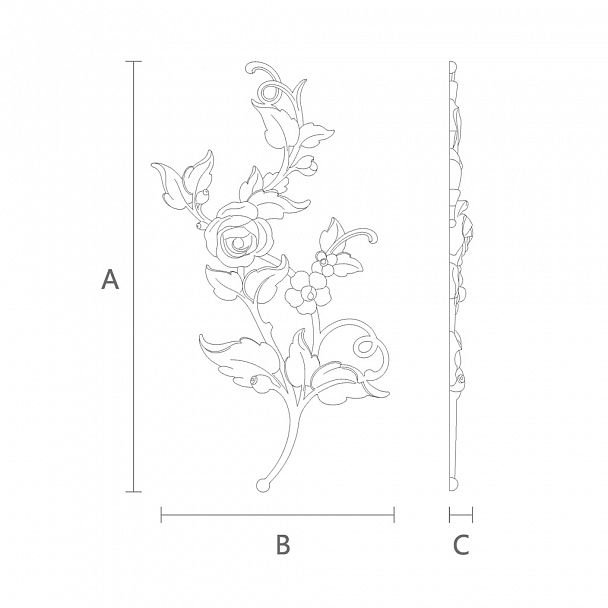 Резная накладка N-467R из дерева с цветочным узором схема