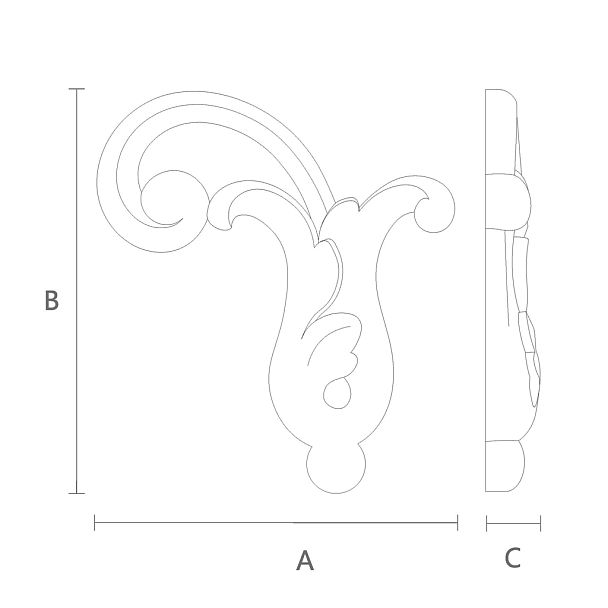 Резная накладка N-303L деревянная -  декор для вашего дома чертеж