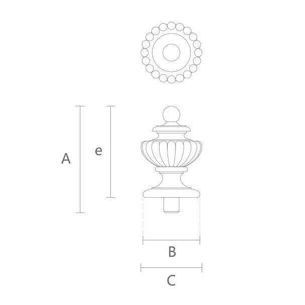 Чертеж навершие на столб L-081 из массива дерева с резьбой