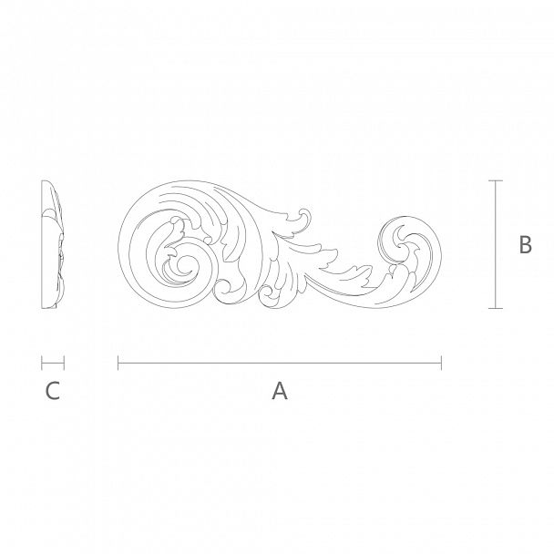 Накладной элемент N-120R для декора интерьера в классическом стиле чертеж