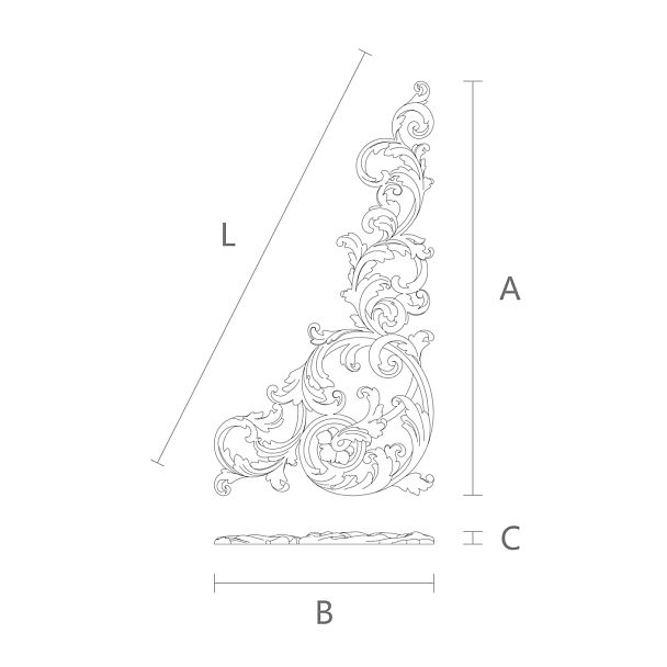 Резная накладка N-441R - красивый и недорогой элемент декора из дерева чертеж