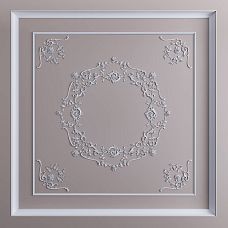Потолочная розетка CPU-071 из полиуретана размером 1365×1365×19 мм с барочным орнаментом для декоративного обрамления люстры в классическом интерьере