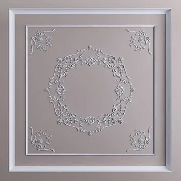 Модульный лепной декор CPU-067 из полиуретана размером 1770×1770×20 мм с барочным растительным орнаментом