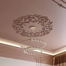 Центральный лепной декор CPU-P1 на потолке вокруг люстры крупным планом