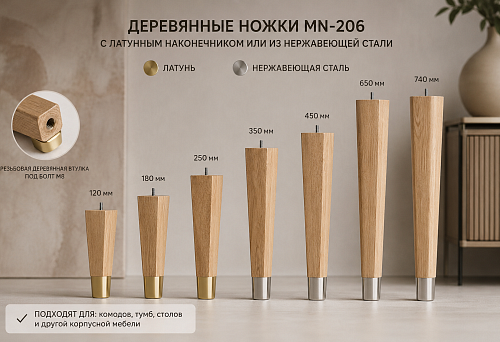 Ручки уже выбраны: как купить деревянные ножки MN‑206 с латунным наконечником или из нержавеющей стали