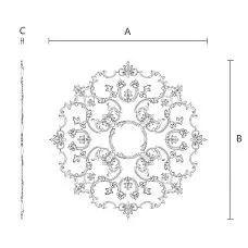 Настенная и потолочная лепнина — модульная розетка CPU-069 из полиуретана чертеж