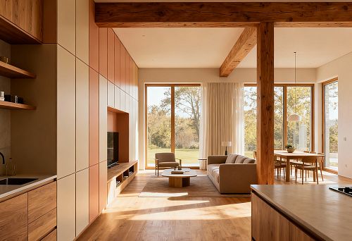 Зонирование пространства с помощью дерева и полиуретана.