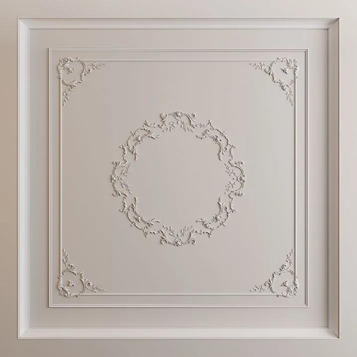 Модульная потолочная розетка CPU-068 из полиуретана STAVROS 1325×1325 мм с классическим орнаментом для декора потолка