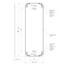 Чертёж комплекта CPU-8-3: размеры панели, толщина, схема раскладки молдинга и декоративных элементов коллекции «Летний сад»