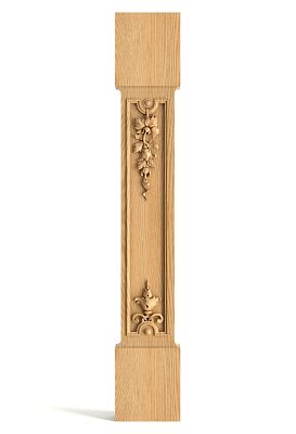 Лаконичная деревянная балясина L-113 1 имеет строгие геометричные линии и украшена изысканной цветочной накладкой