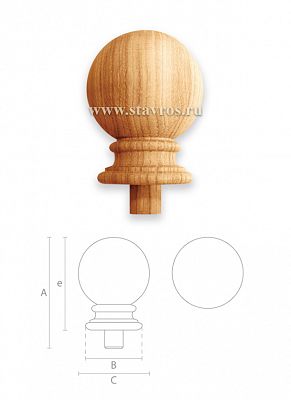 Декор деревянных столбов L-022 в классическом стиле — простое и лаконичное украшение для лестниц  В сочетании с точеными элементами навершие делает проект завершенным и интересным
