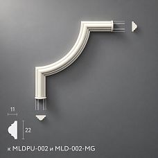Декоративный угловой молдинг MLDPU-002U для внутренних работ из полиуретана