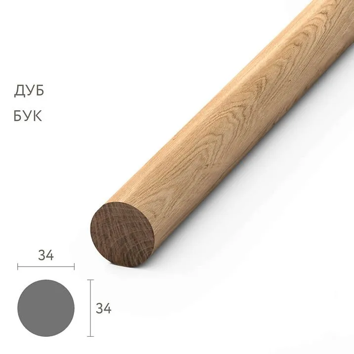 Круглый деревянный молдинг MLD-060 диаметром 34 мм из натурального массива с детализацией сечения профиля