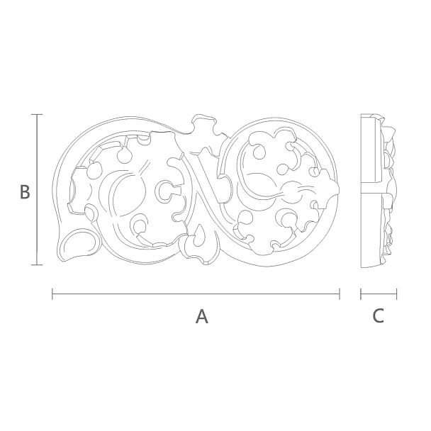 Накладка N-347L для декора стены, потолка, двери или мебели из дерева с резьбой чертеж