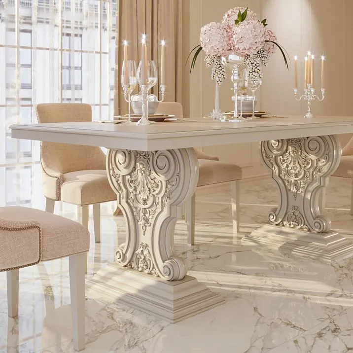 Монументальная резная ножка MN-244 высота 740 мм из дуба с растительными завитками для мраморных столешниц и ампирных интерьеров