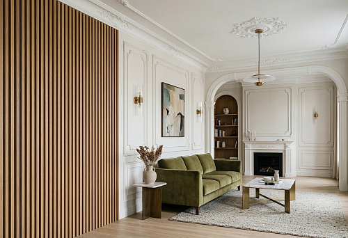 Реечные панели и лепнина из полиуретана: как собрать интерьер с архитектурной логикой и точным ритмом