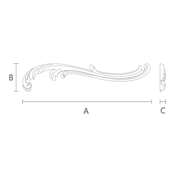 Декоративный элемент из дерева, резной, для создания уюта и гармонии в интерьере - декоративная накладка N-427R чертеж