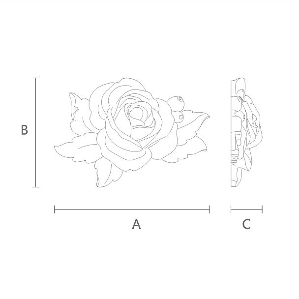 Декоративный элемент из дерева с бутоном розы N-473 чертеж