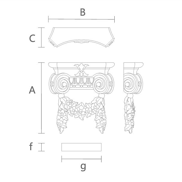 Чертеж резная капитель КЛ-058 из массива дерева