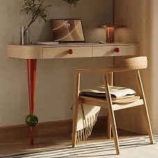 Каркас стула-кресла STU-004 из массива дерева в скандинавском стиле с плавной полукруглой спинкой и подлокотниками на точёных ножках для создания комфортной Seating-зоны.