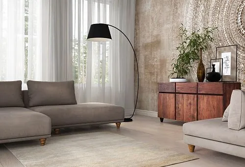 уютный интерьер гостиной под дерево