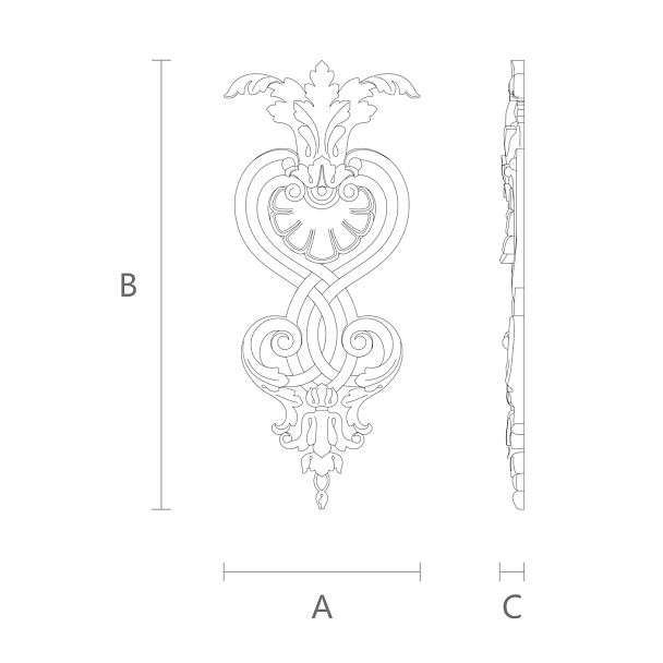 Резной декор из дерева с цветочным орнаментом N-143 чертеж