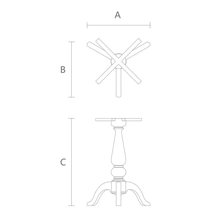 Чертеж подстолье STL-023 из массива дерева на трех ножках
