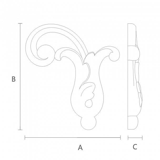 Резная накладка N-303L деревянная чертеж
