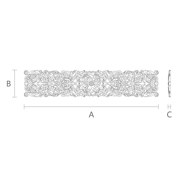 Изящная резная накладка N-60 из дуба. чертеж