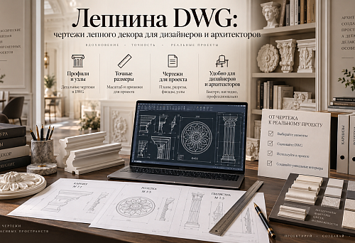 Лепнина DWG: чертежи лепного декора для дизайнеров и архитекторов