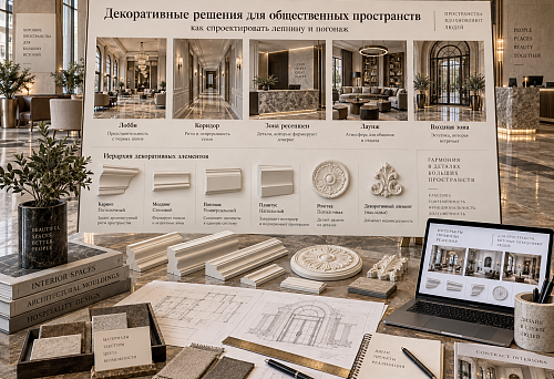 Декоративные решения для общественных пространств: как спроектировать лепнину и погонаж