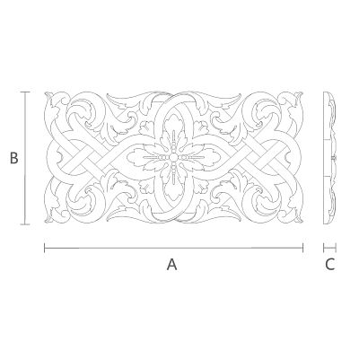 Резная деревянная накладка N-340 для декора интерьера чертеж