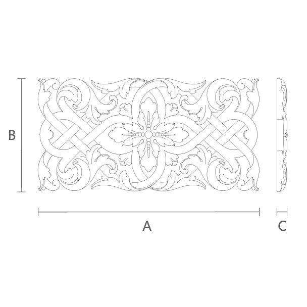 Резная деревянная накладка N-340 для декора интерьера чертеж
