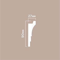 Карниз A90V2 ПОЛИСТИРОЛ HI WOOD 90мм х 27мм х 2,0м чертеж