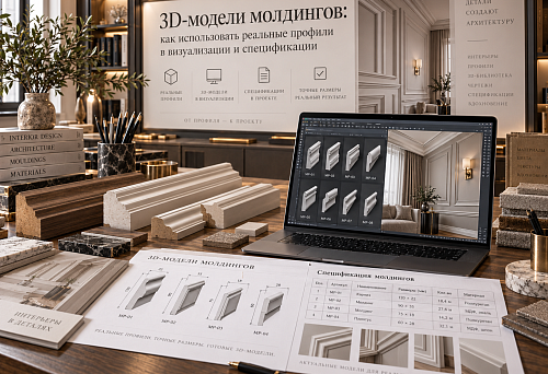 3D-модели молдингов: как использовать реальные профили в визуализации и спецификации