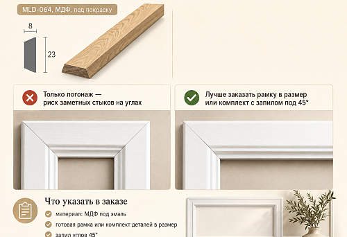 MLD-064 из МДФ для окрашенной рамки: что заказать, чтобы углы после покраски не отличались