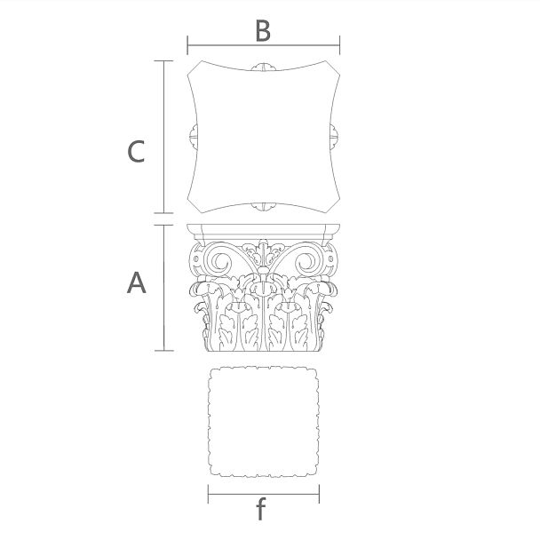 Декоративная Капитель для Колонны KL-012 чертеж