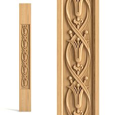 Плоская балясина из дерева с резной накладкой в стиле ар-нуво L-100.01