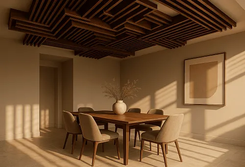 Шпонированные рейки МДФ на потолке – современное решение с природной красотой