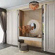 Интерьер дома с пилястрами из дерева PLM-022 на мебельных фасадах