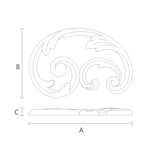 Деревянный декоративный элемент N-292L  узором чертеж