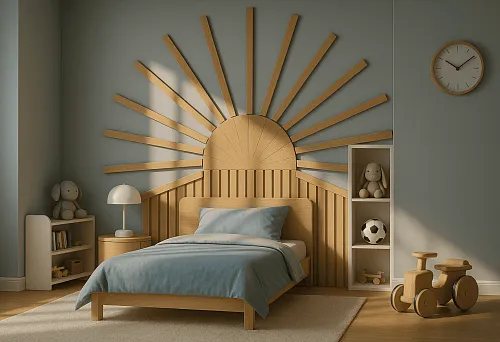 Рейки МДФ в дизайне детской комнаты с акцентом на стене