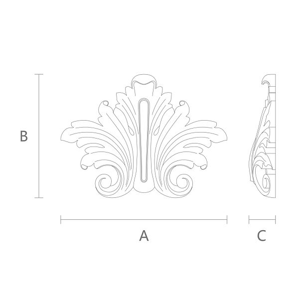 Резной декор из дерева для дома и офиса - накладка N-006 чертеж
