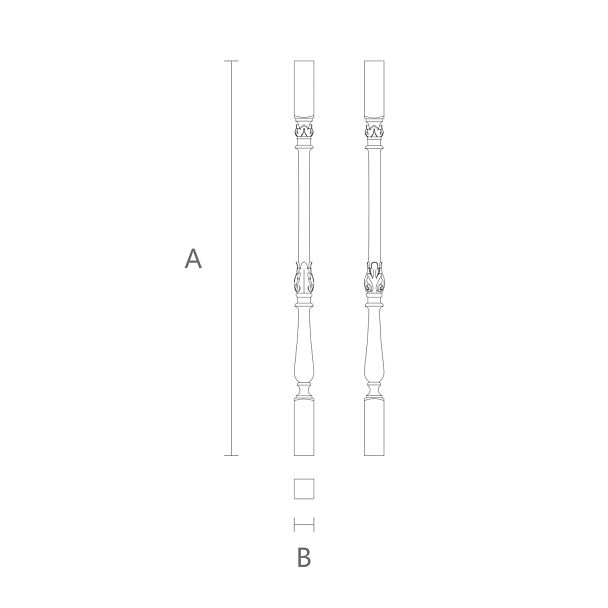 Балясина для лестницы L-049 из дерева с изящным декором чертеж