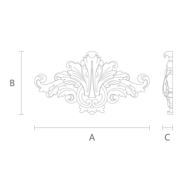 Резная накладка из дерева от магазина декора Stavros чертеж