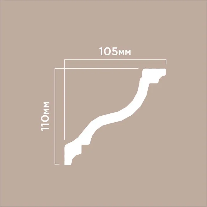 Карниз A150V1 ПОЛИСТИРОЛ HI WOOD 105мм х 110мм х 2,0м. чертеж