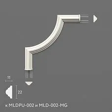 Декоративный угловой молдинг MLDPU-002U для внутренних работ из полиуретана