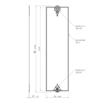 Комплект лепного декора CPU-2-2, декоративная настенная композиция с верхним и нижним орнаментом